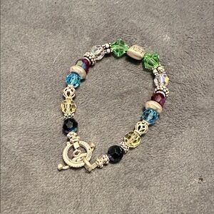 Multicolor Beaded Bracelet with Toggle Clasp